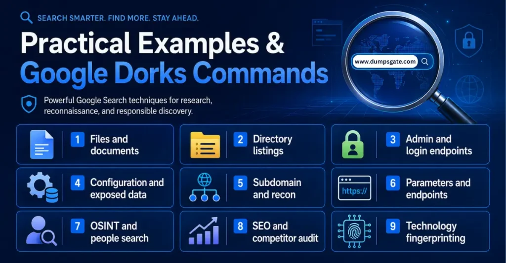 Google dorks examples grouped 