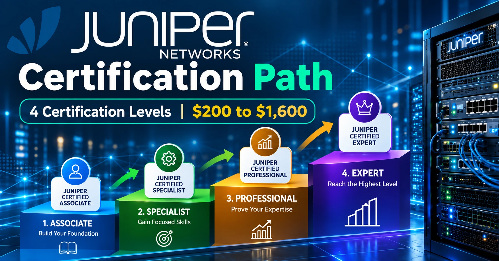 Juniper Certification Path 2026: 4 Levels, $200 to $1,600